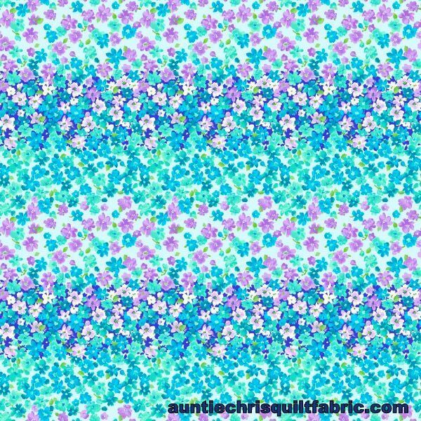 Fat Quarter Shop Cotton Fabric Pre Cut Fat Quarters KeepsakeFloral Stripes Teal Blue - product images  of 