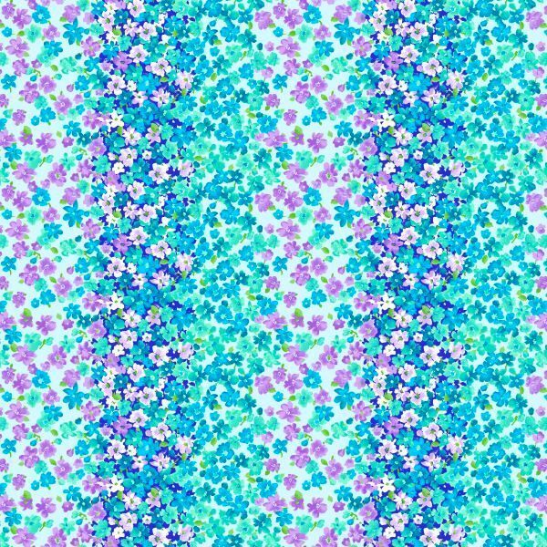Fat Quarter Shop Cotton Fabric Pre Cut Fat Quarters KeepsakeFloral Stripes Teal Blue - product images  of 