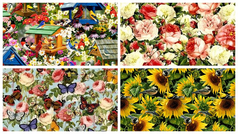 Cotton Quilt Fabric Spring Floral Fat Quarter Precut Bundle  - product images  of 