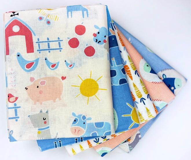 Cotton Quilt Fabric Cluck Moo Oink  Emma and Mila Fat Quarter Medley - product images  of 