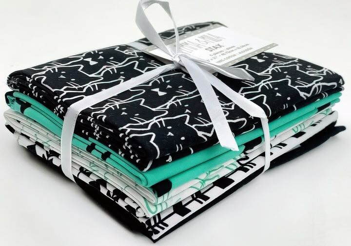 Cotton Quilt Fabric Emma &amp; Mila Meow Kitty Fat Quarter Medley - product images  of 