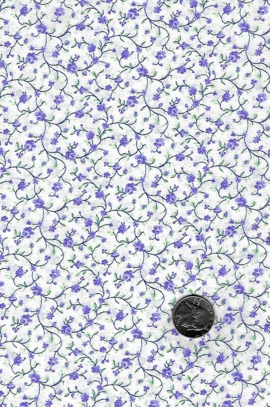 Cotton Quilt Fabric Quilters Calico Flowers Lavender White Floral - product images  of 