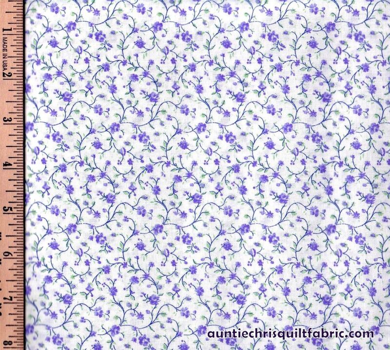Fat Quarter Shop Cotton Fabric Pre Cut Fat Quarters Calico Flowers Lavender White Floral - product images  of 