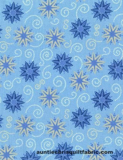 Fat Quarter Shop Cotton Fabric Pre Cut Fat Quarters BOHEMIAN BLUES Snowflakes - product images  of 
