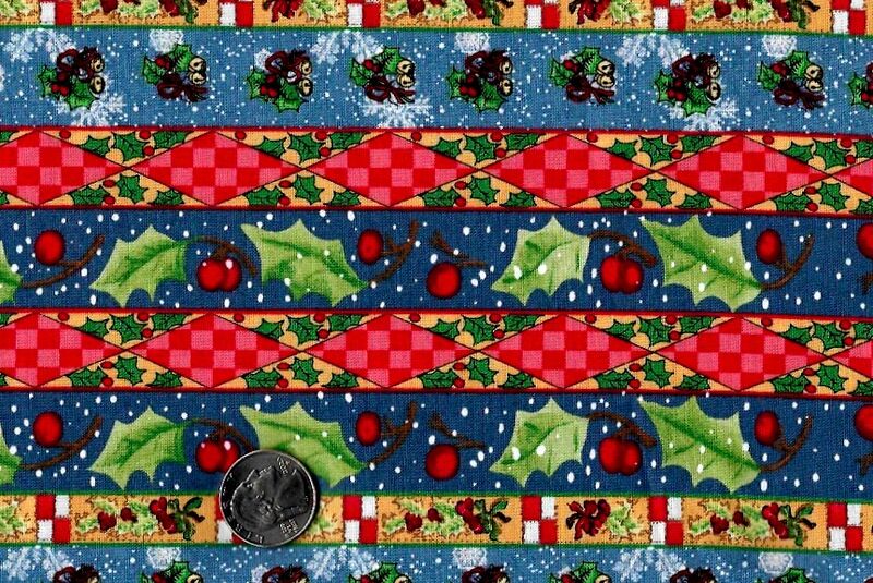 Cotton Quilt Fabric Christmas Holiday Snowman Christmas Stripe - product images  of 