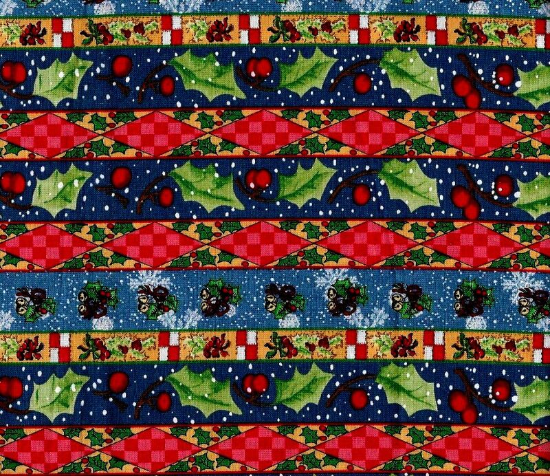 Cotton Quilt Fabric Christmas Holiday Snowman Christmas Stripe - product images  of 
