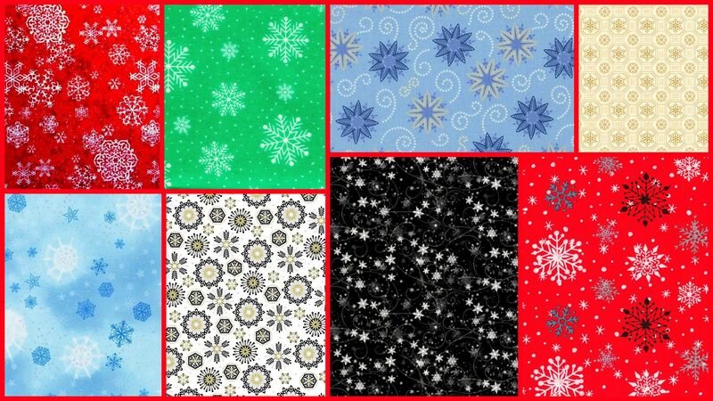 Cotton Quilt Fabric Christmas Magic Snowflake Fat Quarter  Bundle - product images  of 