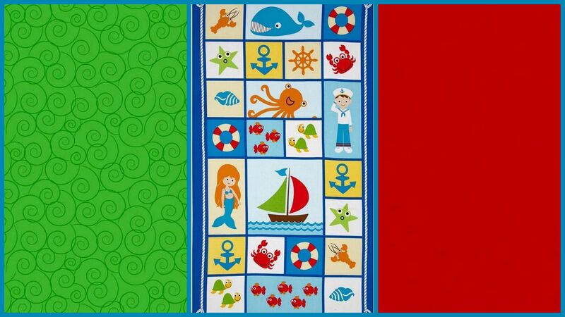Easy Fabric Panel Quilt Kit Seaside Holiday Nautical Kit  - product images  of 