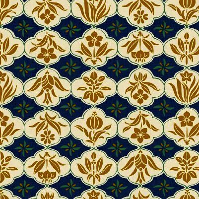 Good Buy Cotton Quilt Fabric Asian Hyakka Ryoran Modern Movement Floral Frames Blue - product images  of 