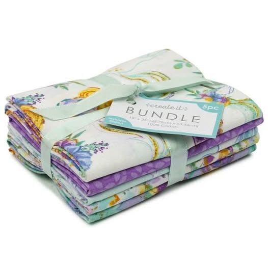 Cotton Quilt Fabric Darling Unicorn Glitter Quarter Medley White Multi - product images  of 