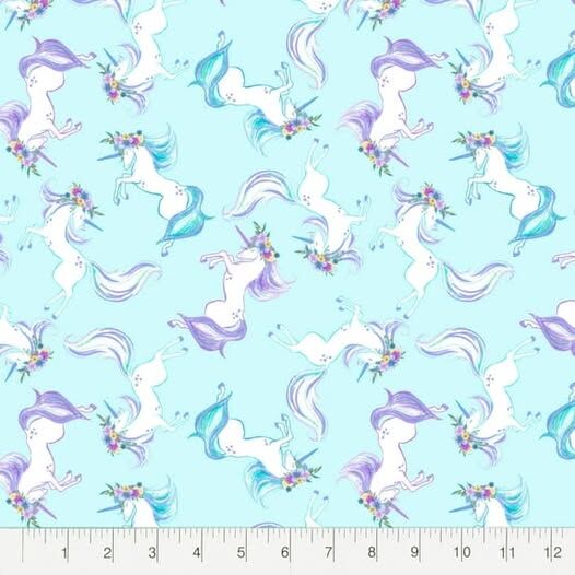 Cotton Quilt Fabric Darling Unicorn Glitter Quarter Medley White Multi - product images  of 