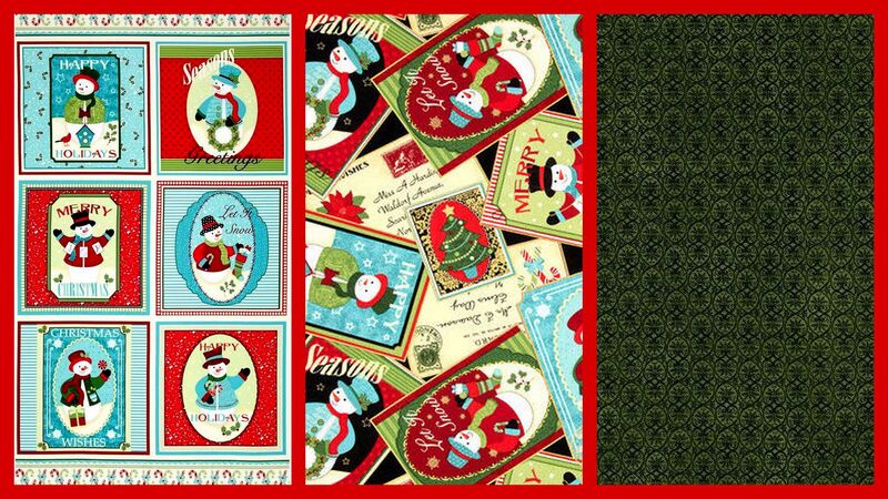 Easy Fabric Panel Quilt Kit Happy Holidays Snowmen Christmas Kit  - product images  of 