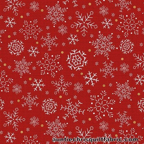 Fat Quarter Shop Cotton Fabric Pre Cut Fat Quarters Snowy Magic Snowflakes Red - product images  of 