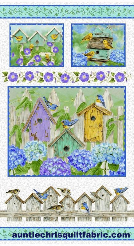Easy Fabric Panel Quilt Kit Hydrangea Birdsong Morning Glories - product images  of 