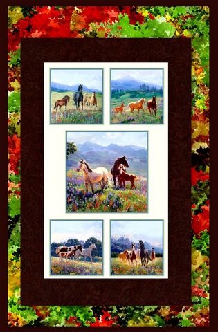 Easy,Fabric,Panel,Quilt,Kit,Wildflower,Trails,Horses,kit,quilt fabric,cotton material,auntie chris quilt,sewing,crafts,quilting,online fabric,sale fabric