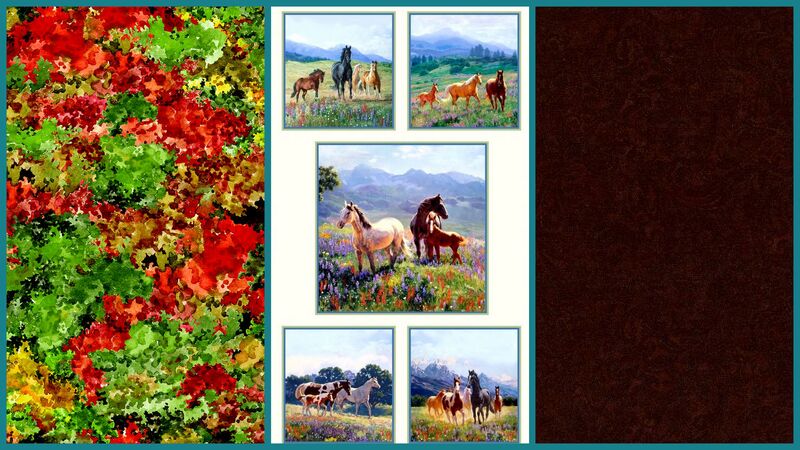 Easy Fabric Panel Quilt Kit Wildflower Trails Horses  - product images  of 
