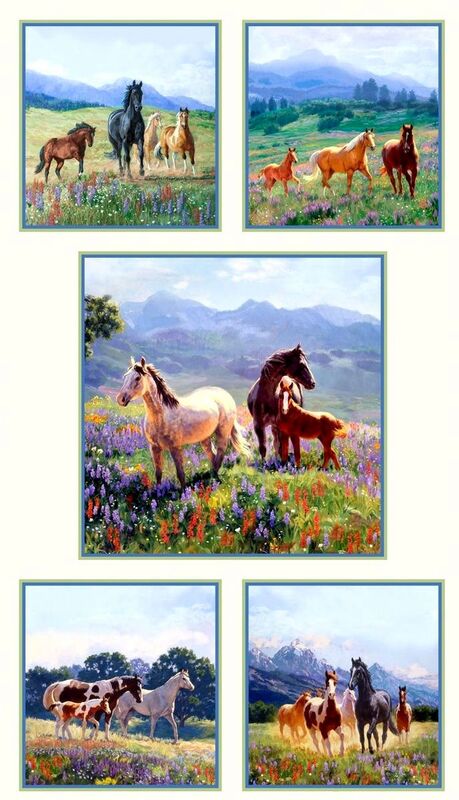Easy Fabric Panel Quilt Kit Wildflower Trails Horses  - product images  of 