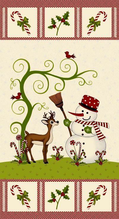 Easy Fabric Panel Quilt Kit Reindeer Magic Christmas Snowman   - product images  of 