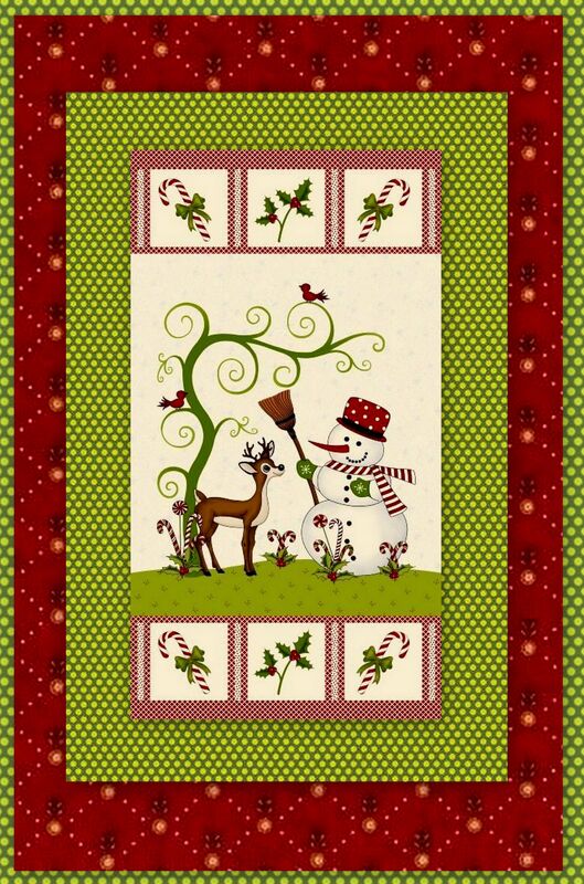 Easy Fabric Panel Quilt Kit Reindeer Magic Christmas Snowman   - product images  of 