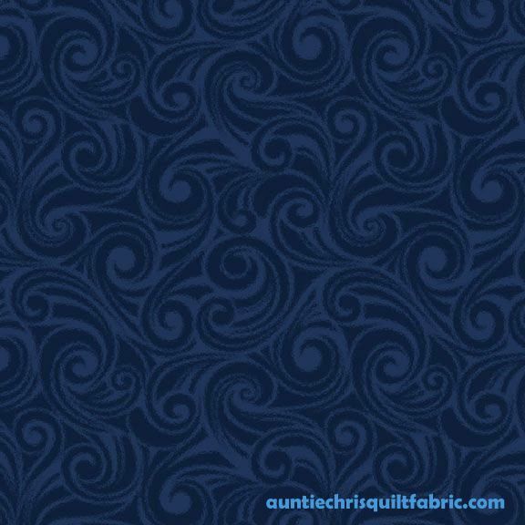 Good Buy Cotton Quilt Fabric Christmas Snowfolks  SWIRL Navy Snowflake Swirls - product images  of 