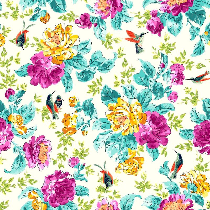 Cotton Quilt Fabric Spring Nectar Jeweled Calliope Ivory Multi - product image