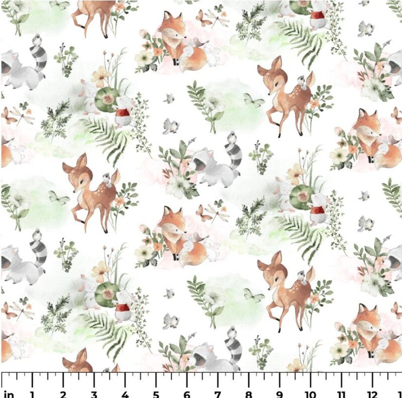 Cotton Quilt Fabric Flannel Nature Baby Nursery Flannel White Multi - product images  of 