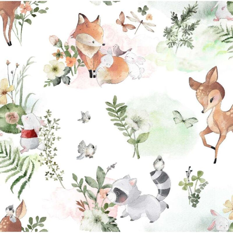 Cotton Quilt Fabric Flannel Nature Baby Nursery Flannel White Multi - product images  of 