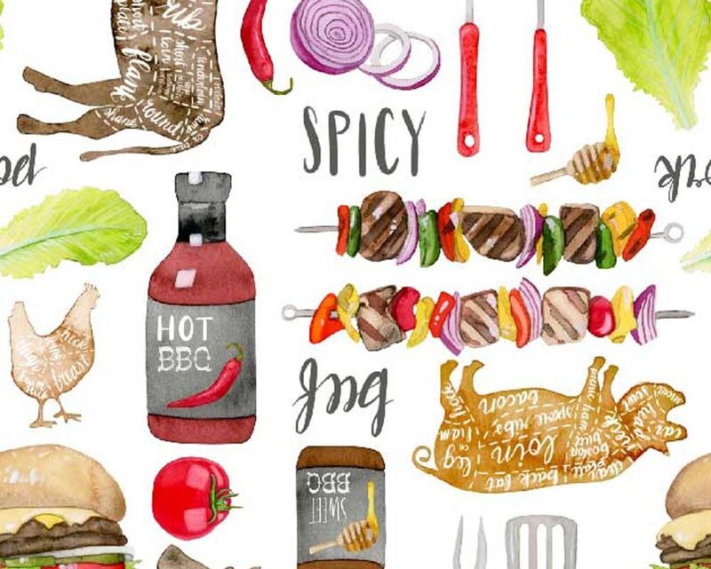 Cotton Quilt Fabric BBQ Summer Foods Springs Creative - product images  of 