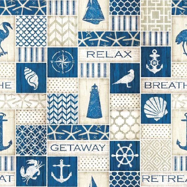 Cotton Quilt Fabric Coastal Blues Collage Blues Nautical Springs Creative - product images  of 