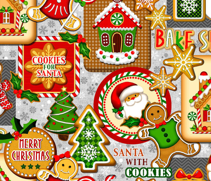 Cotton Quilt Fabric Noel Christmas Cookie Patch 1/2 Yard Sampler Bundle  - product images  of 