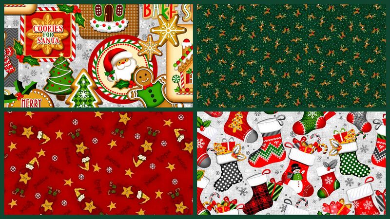 Cotton Quilt Fabric Noel Christmas Cookie Patch 1/2 Yard Sampler Bundle  - product images  of 