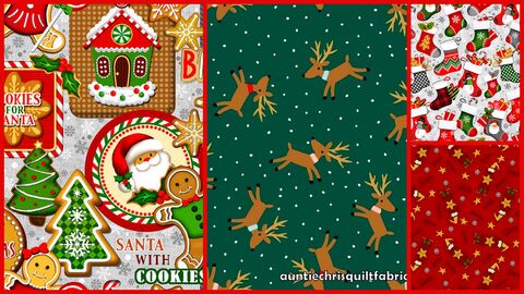 Cotton,Quilt,Fabric,Noel,Christmas,Cookie,Patch,1/2,Yard,Sampler,Bundle,,quilt backing, dresses, quilt fabric,cotton material,auntie chris quilt,sewing,crafts,quilting,online fabric,sale fabric