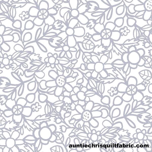 Cotton Quilt Fabric Floral Blender White Gray Springs Creative - product images  of 