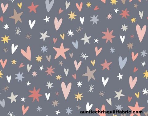 Cotton,Quilt,Fabric,Sky,Icon,Toss,Stars,Hearts,Gray,Multi,,quilt backing, dresses, quilt fabric,cotton material,auntie chris quilt,sewing,crafts,quilting,online fabric,sale fabric