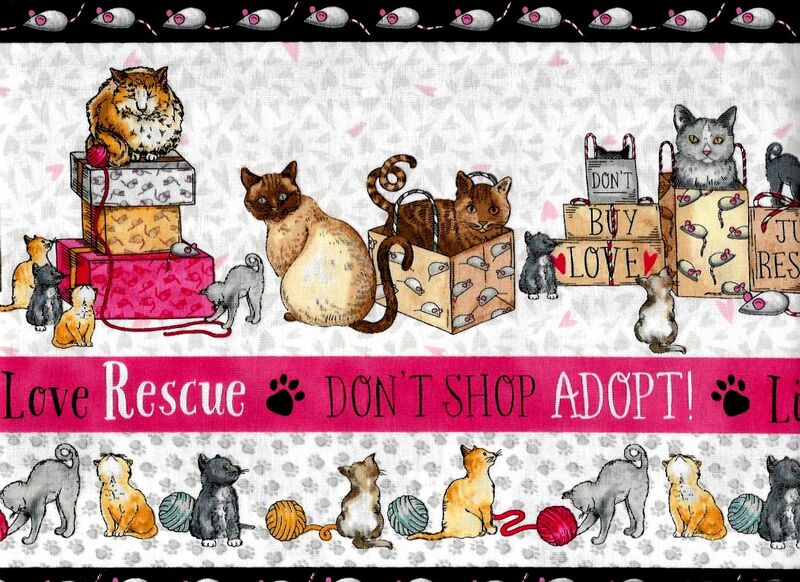 Fat Quarter Shop Cotton Fabric Pre Cut Fat Quarters Cat Rescue Adoption - product images  of 