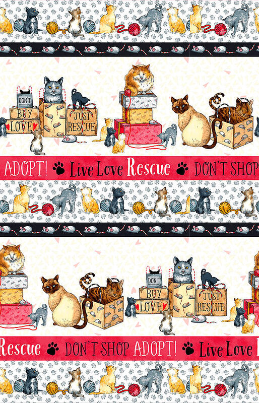 Fat Quarter Shop Cotton Fabric Pre Cut Fat Quarters Cat Rescue Adoption - product images  of 