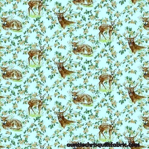 Fat Quarter Shop Cotton Fabric Pre Cut Fat Quarters Deer &amp; Persimmon Wildwood Lt Blue - product images  of 