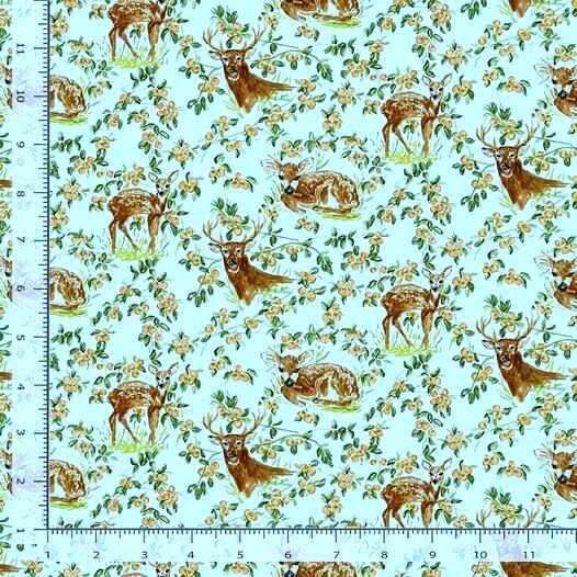 Fat Quarter Shop Cotton Fabric Pre Cut Fat Quarters Deer &amp; Persimmon Wildwood Lt Blue - product images  of 