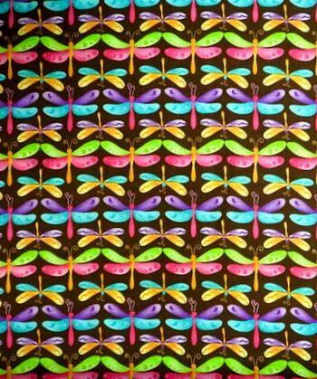 Fat Quarter Shop Cotton Fabric Pre Cut Fat Quarter Dragonflies Bright Pastel Brown - product images  of 
