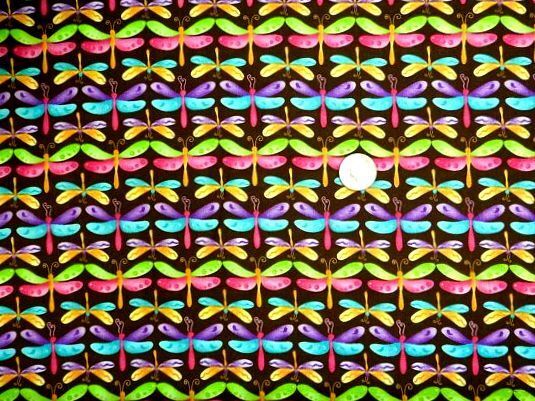 Fat Quarter Shop Cotton Fabric Pre Cut Fat Quarter Dragonflies Bright Pastel Brown - product images  of 