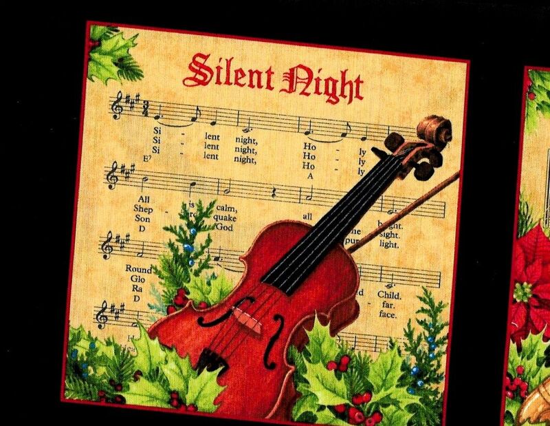 Good Buy Cotton Partial Panel Musical Christmas Carol Sheet Music Black Multi 24" - product images  of 
