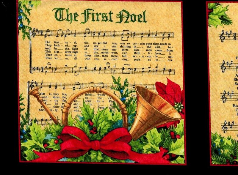 Good Buy Cotton Partial Panel Musical Christmas Carol Sheet Music Black Multi 24" - product images  of 