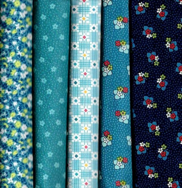 Cotton Quilt Fabric General Store Blueberry Blues Thirties 2 1/2 Yard Fat Quarter Bundle  - product images  of 