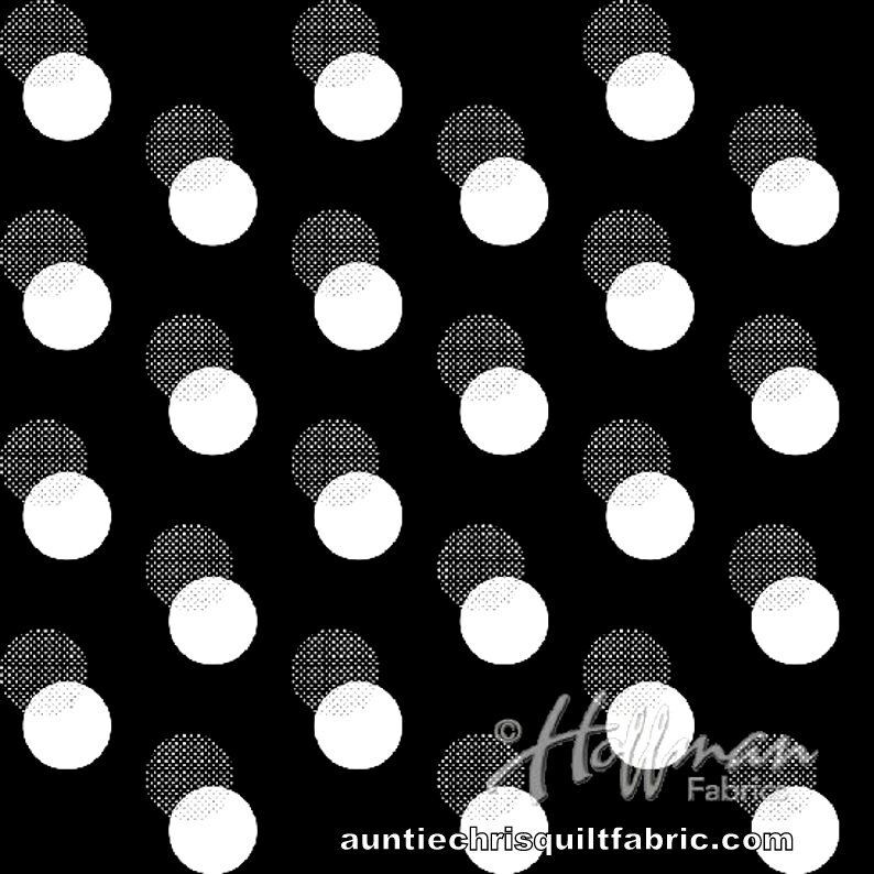 Good Buy Cotton Quilt Fabric Sparkle And Fade Polka Dot Black/ White / Silver Metallic - product images  of 