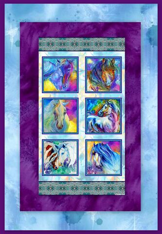 Easy,Fabric,Panel,Quilt,Kit,Color,Your,World,With,Horses,Multi,Equine,kit,quilt fabric,cotton material,auntie chris quilt,sewing,crafts,quilting,online fabric,sale fabric