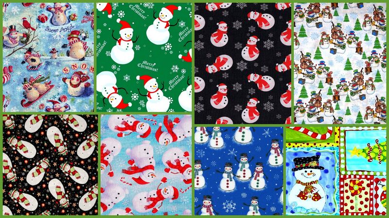 Cotton Quilt Fabric Christmas Snow Folk Snowman Fat Quarter  Bundle - product images  of 
