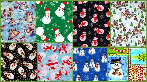 Cotton,Quilt,Fabric,Christmas,Snow,Folk,Snowman,Fat,Quarter,Bundle,,quilt backing, dresses, quilt fabric,cotton material,auntie chris quilt,sewing,crafts,quilting,online fabric,sale fabric