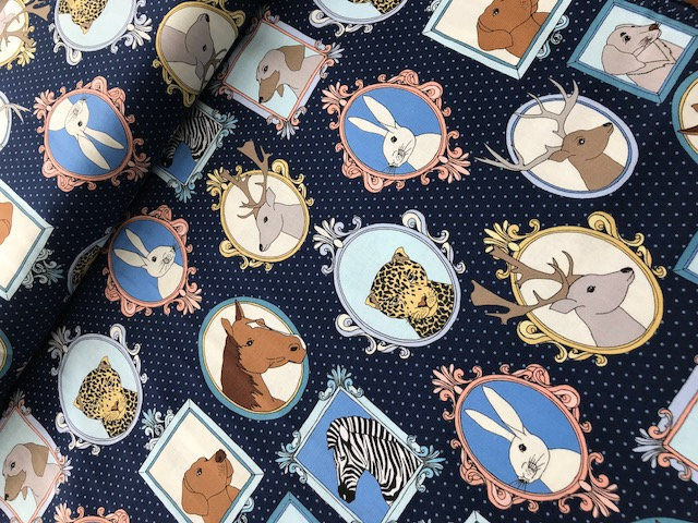 Good Buy Cotton Quilt Fabric Little Animal Portraits Little Animal Portraits Navy  - product images  of 
