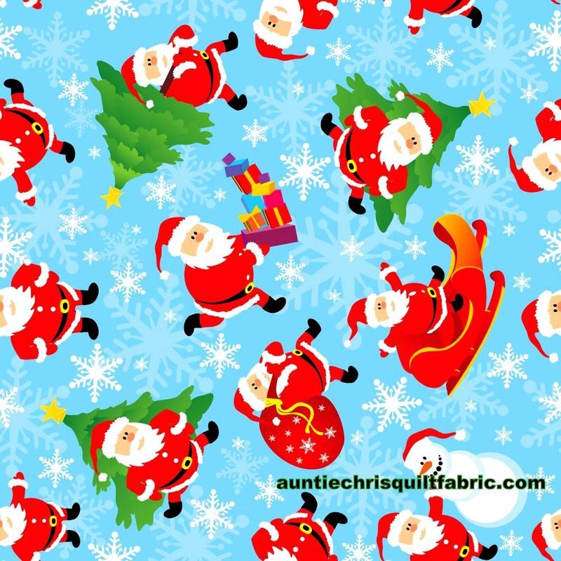 Fat Quarter Shop Cotton Fabric Pre Cut Fat Quarter Santa Delivery Light Blue - product image