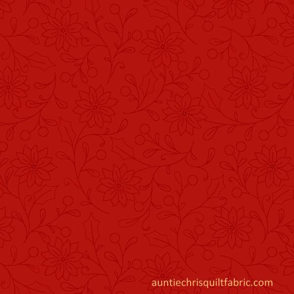 Cotton Quilt Fabric Christmas Make It Merry Red Tone on Tone Floral   - product images  of 